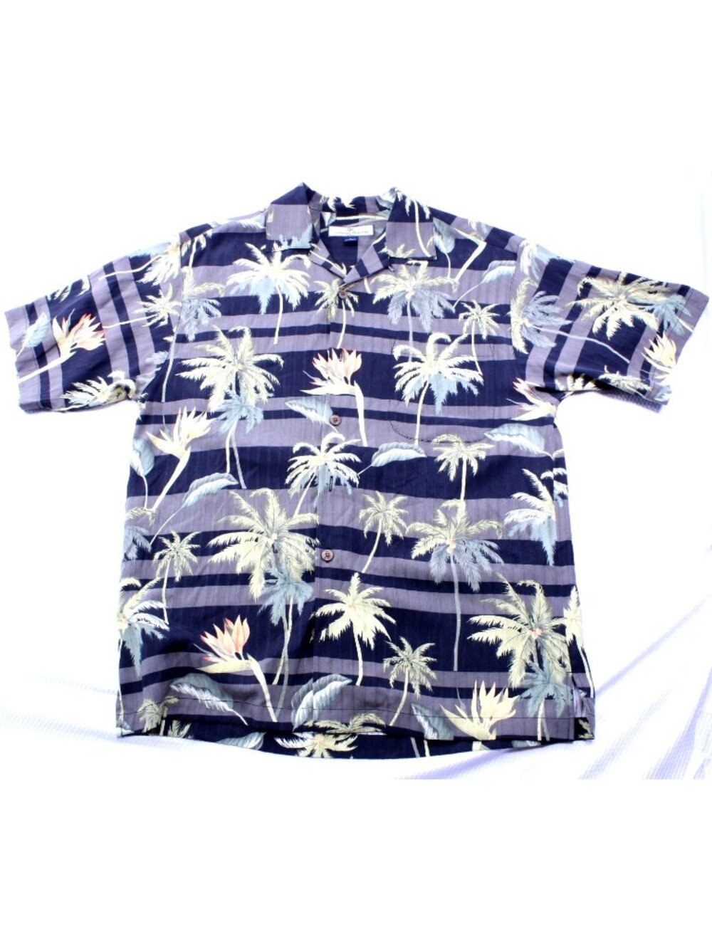 Tommy Bahama Mens Hawaiian Shirt S 100% Silk Palm Print Relaxed Fit